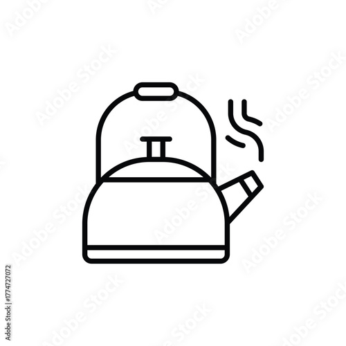 Black outline illustration of a tea kettle steam rising