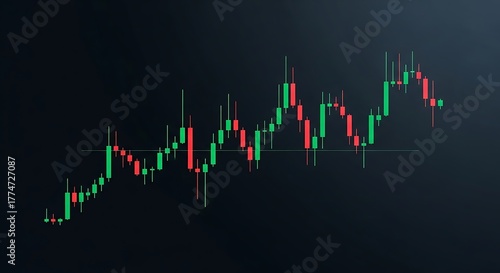 Dynamic candlestick chart on a dark background showing stock market trading analysis and financial investment trends