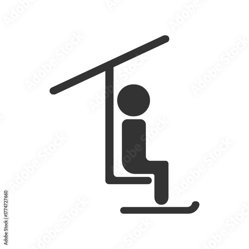 Ski lift symbol person seated overhead bar