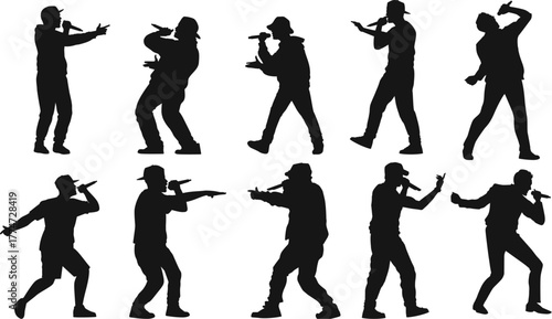 vector silhouettes of man singer