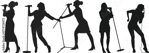 silhouettes of women singer set