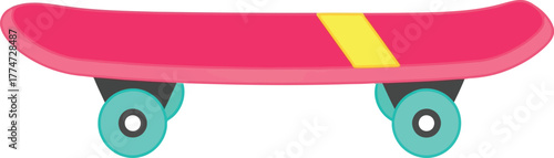 Vibrant pink skateboard with yellow stripe