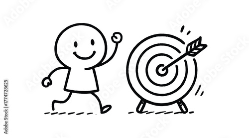 handdrawn cute doodle style goal vector line illustration