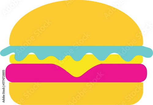 Vibrant flat icon burger fast food graphic