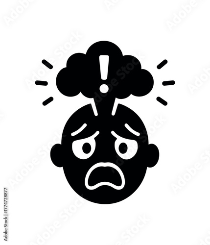 reaction flat black solid vector illustration isolated on white background