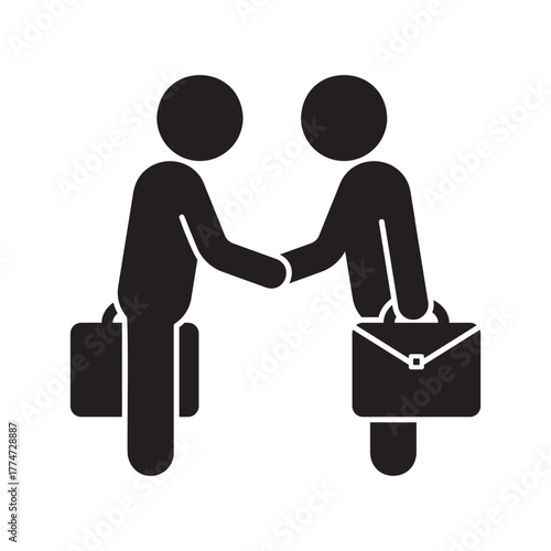 People shaking hands icon with business concept. Sign of business cooperation and partnership. Vector illustration