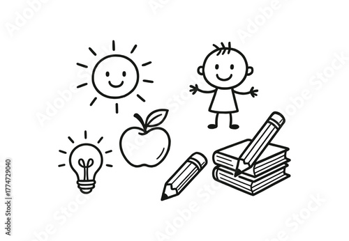 handdrawn cute doodle style demonstration vector line illustration