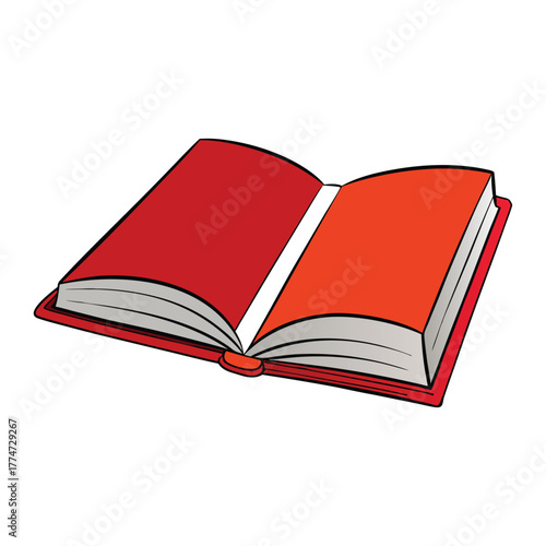 An open book with a bright red cover, its pages gently spread, inviting readers to explore stories and knowledge hidden within its timeless, elegant design.
