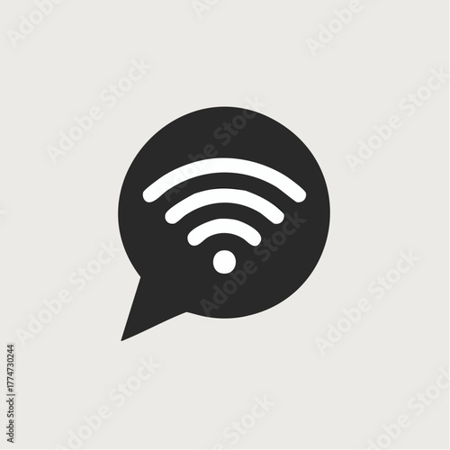 Wireless network icon black speech bubble with wi fi signal isolated
