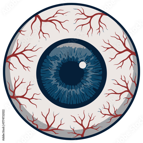 Detailed Vector Illustration of a Bloodshot Human Eye