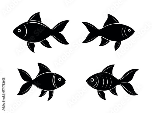 minimalist goldfish silhouette-vector clean-flat Design