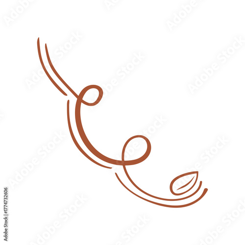 Hand-drawn lines of falling leaves swaying in the wind, conveying the feeling of change and autumn.