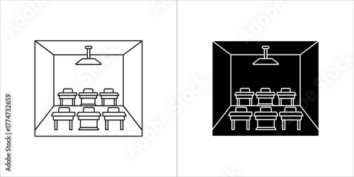 Outline and silhouette of a morgue room with tables
