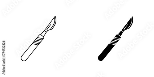 Scalpel icon, surgical instrument, vector illustration