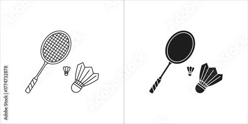 Outline and glyph style badminton for apps