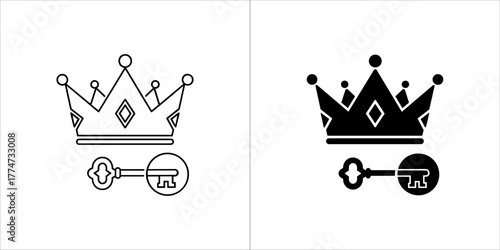 Crown and key icon, a symbol of power and access