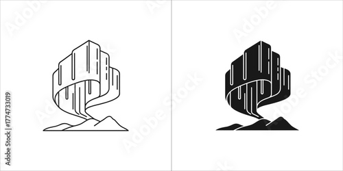 Northern lights icon, a natural light display