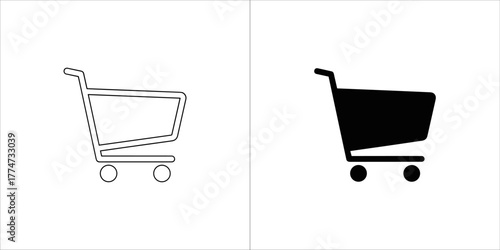 Shopping cart icon outline and filled