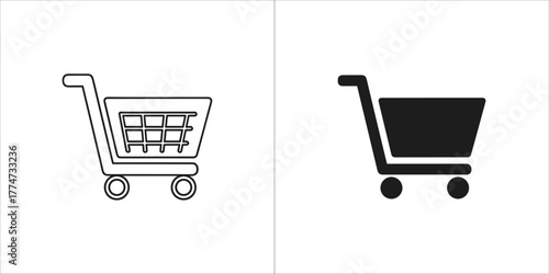 Outline and solid black shopping cart icons