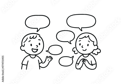 handdrawn cute doodle style dialogue vector line illustration