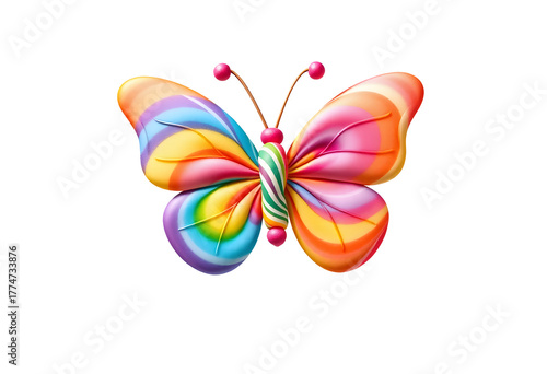 Vibrant rainbow butterfly candy isolated on transparent background