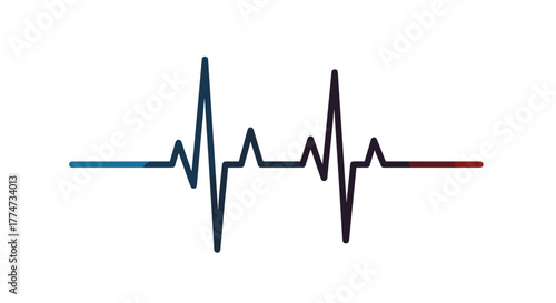 Stylized heartbeat line graphic with a vibrant gradient color transition from cool blue to warm red, symbolizing life, health, and energy.