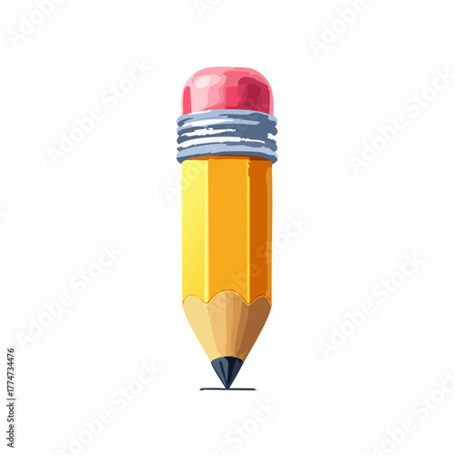 Yellow pencil with pink eraser on white background education concept