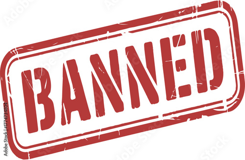 Red Banned Stamp Grunge Texture Isolated White Background vector
