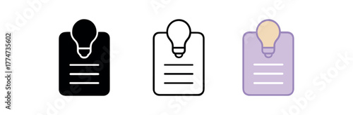 inspiration notes board icon on white background Black silhouette flat icon outline icon and colored icon style pastel lilac and sand beige palette three minimal vector icon style