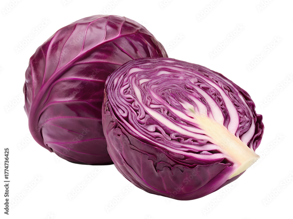 Fototapeta premium red cabbages isolated on transparent cutout background