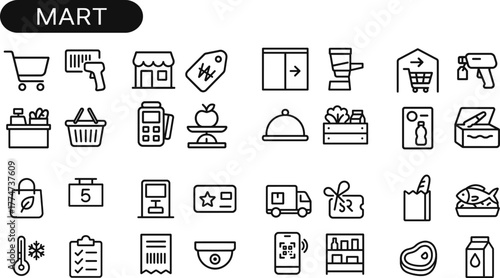 Supermarket and Shopping Icon Set