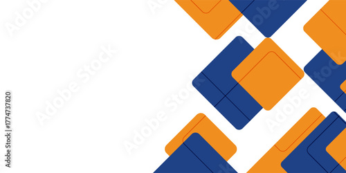 Abstract blue and orange square geometric pattern background, for cover design, ad, poster, corporate presentation.