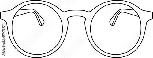 Round circle glasses frame outline line art silhouette clipart vector illustration
