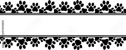 Paw print track border separator silhouette clipart
