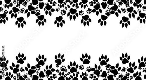 Paw print track border separator silhouette clipart
