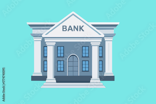 bank building vector illustration with flat design style