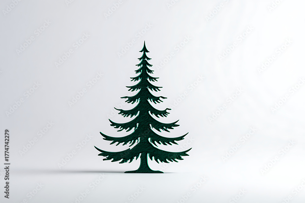 Fototapeta premium Stylish festive pine tree illustration adds a touch of holiday spirit, perfect for Christmas cards, greetings, and winter promotions or use as festive decoration