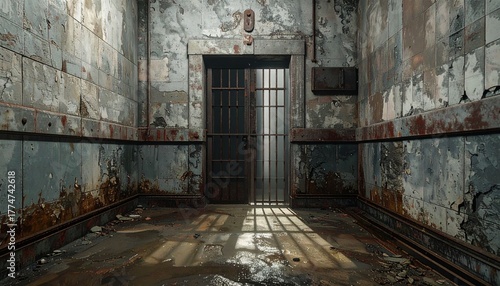 old building, scary prison cell room