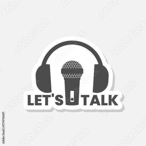 Let's talk logo sticker isolated on gray background