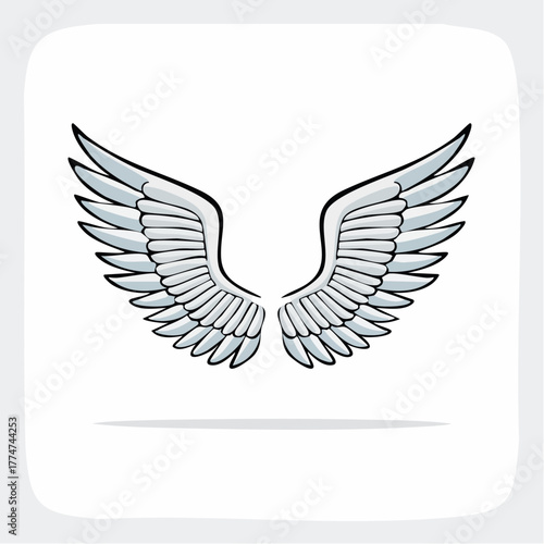 Vector illustration of stylized white wings against a clean white background