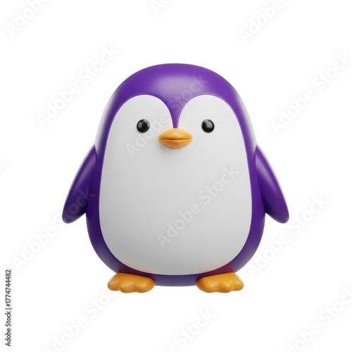 Purple penguin cartoon cute 3D illustration