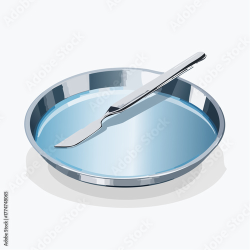 Surgical instrument on sterile tray vector illustration against white background