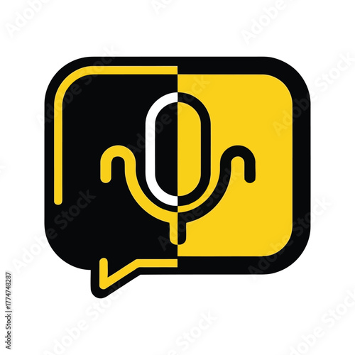 Microphone icon in speech bubble isolated on transparent background for podcasting