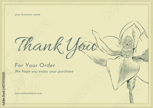 Greeting card template design, thank you card with floral background, thank you card. day 186