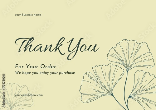 Greeting card template design, thank you card with floral background, thank you card. day 184