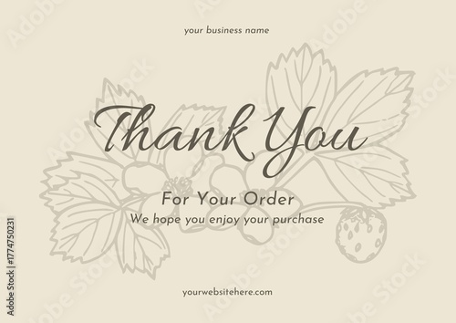 Greeting card template design, thank you card with floral background, thank you card. day 190