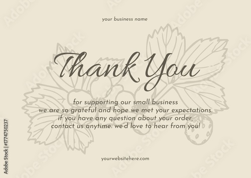 Greeting card template design, thank you card with floral background, thank you card. day 191