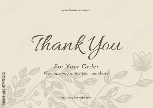 Greeting card template design, thank you card with floral background, thank you card. day 192