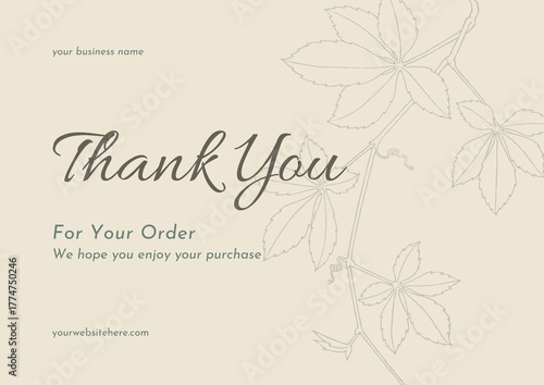Greeting card template design, thank you card with floral background, thank you card. day 194