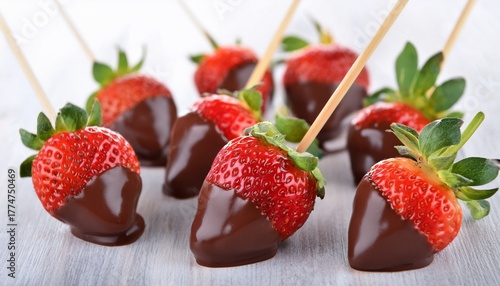 strawberries dipped in chocolate on skewers